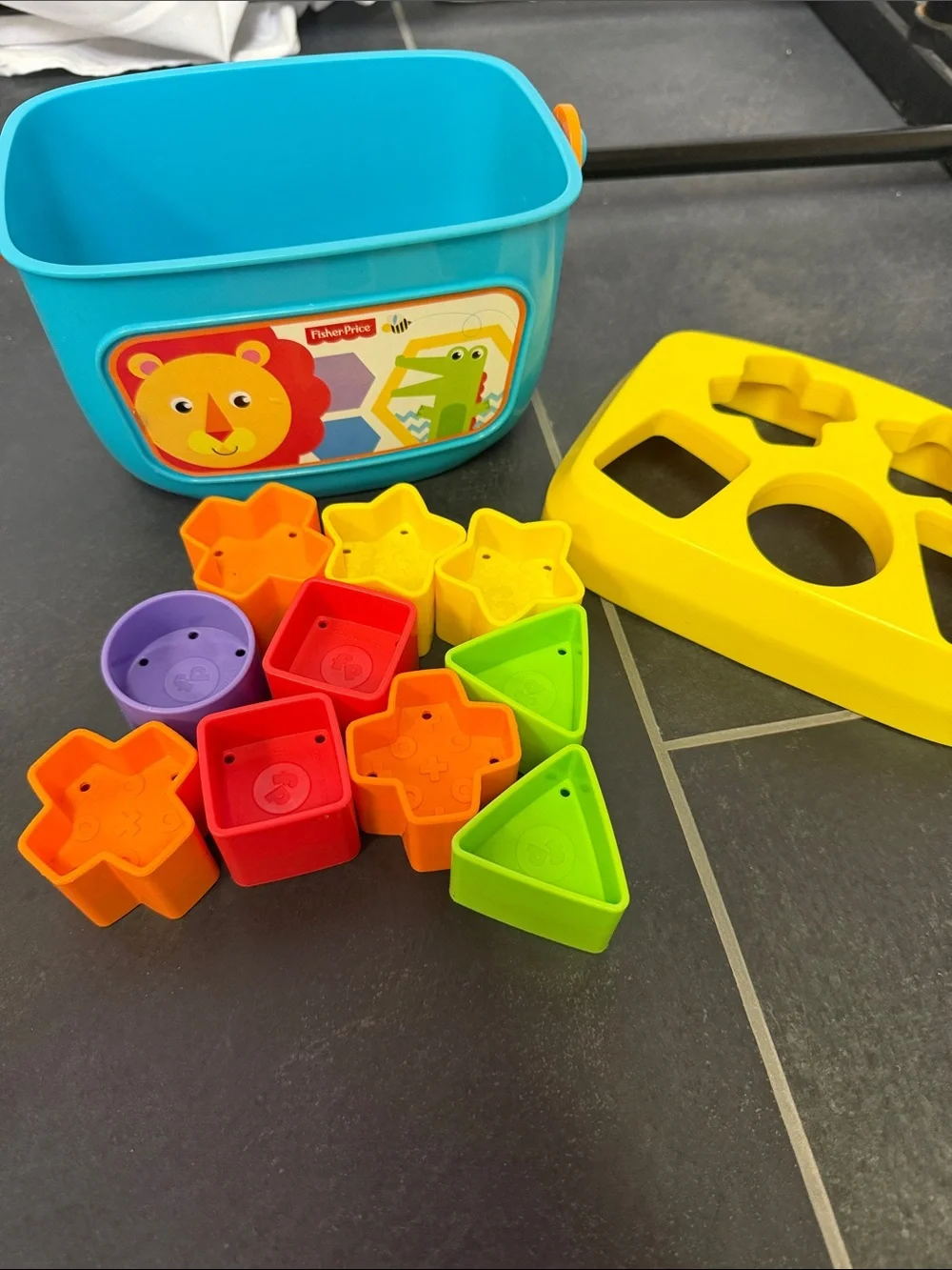 Fisher-Price Baby's First Blocks Shape Sorting Toy with Storage Bucket 10 Pieces